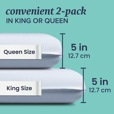Memory Foam Firm Bed Pillows King Size 2 Pack Block Shaped Pillow For Side Sleepers And Back Sleepers Delivers Real Solid Support And Cushy Comfort For A Restful Night's Sleep, queen and king size shown