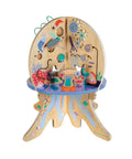 Deep Sea Adventure Wooden Toddler Activity Center With Clacking Clams Spinning Gears And Slick Bead Runs, 21" high, sea-themed play table.