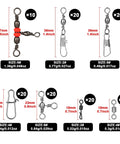 160 Piece Fishing Swivel Snaps Kit with Barrel Snaps, Ball Bearing Swivels, Clips and Glow Beads for Saltwater and Freshwater Tackle, Go To Rig Making Set for Serious Anglers, assorted sizes shown