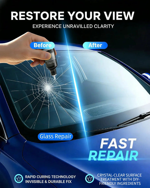 Windshield Crack Repair Kit 30ml Nano Fluid For Chips And Small Cracks Quick Fix applied on auto windshield