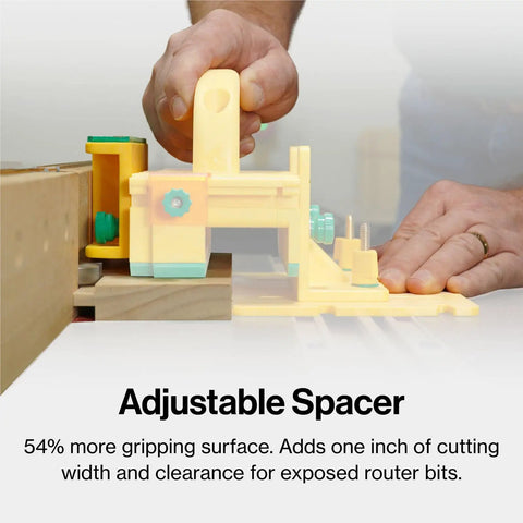 Absolute Beast Mode 3D Pushblock for Boss Level safety on router tables with adjustable spacer and bright yellow design.