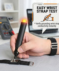 Grounding And Outlet Tester Kit For Home Electrical Safety, White Portable Plug In Detector For Quick Ground Check, Outlet Status, And DIY Wiring Troubleshooting; black wrist strap test pen on strap