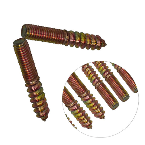 Close-up of 8 Pack 1/4-20 X 1-1/2 Inch Hanger Bolts With Wing Nuts And Flat Washers For Furniture Assembly And Wood Joints Self-Tapping Dowels