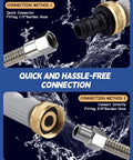 Upgraded Jet Nozzle Power Washer For Garden Hose With 2 High Pressure Nozzles, Quick Connectors visual guide for hose fittings.
