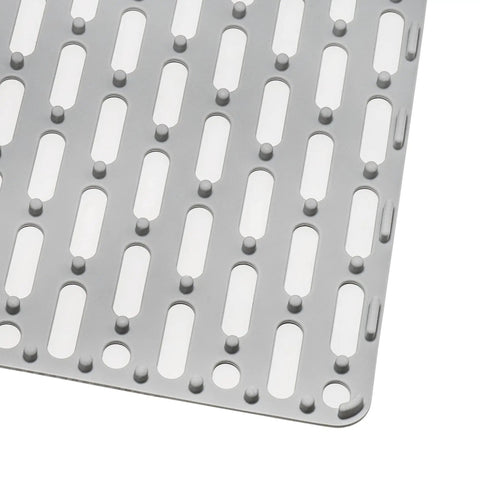 Silicone Bottom Grid Sink Mat For RVG1033 And RVG2033 Single Bowl Epigranite Sinks Gray Durable Non Slip Feet Closeup View