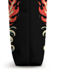 Side view of Racing Tote Bag For Dragon Boat Fans And Athletes showing vibrant artwork and black durable material.