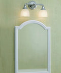 Devonshire Two Light Vanity Wall Sconce In Polished Chrome With Frosted Glass Shades UL Listed For Damp Locations Can Mount Up Or Down
