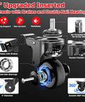 3-inch upgraded inserted wheels with brakes and double ball bearings for rolling shop stool for garage