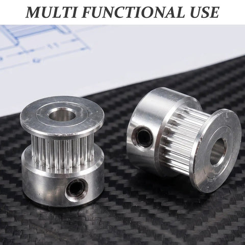 8 Piece GT2 Timing Belt Pulleys Set For Machinery And CNC 20 Tooth 6mm GT2 Belts 5mm Bore Synchronous Drive Direct Install High Precision Aluminum Pulleys, two aluminum pulleys
