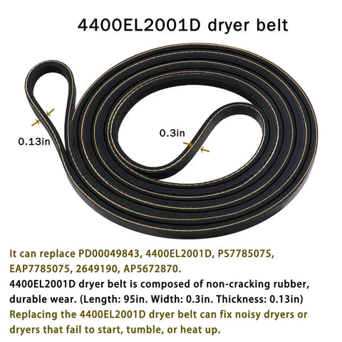 DIY Dryer Roller Replacement Kit Fits Popular Dryers 4581EL2002C 4561EL3002A 4400EL2001D belt in coiled position