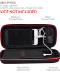 Interior view of Tough As Nails Hardshell Travel Case For Power Banks And Radios Shockproof EVA Carrying Pouch with pockets for cables.
