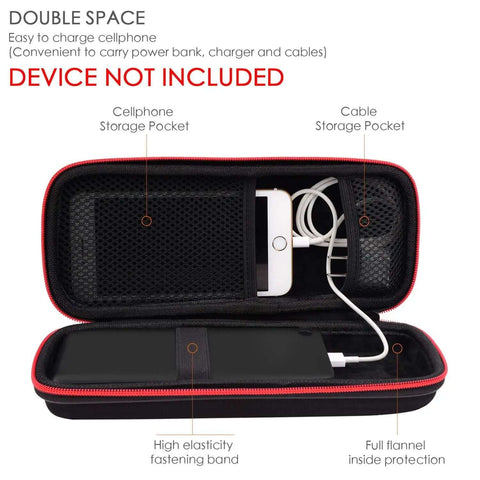 Interior view of Tough As Nails Hardshell Travel Case For Power Banks And Radios Shockproof EVA Carrying Pouch with pockets for cables.