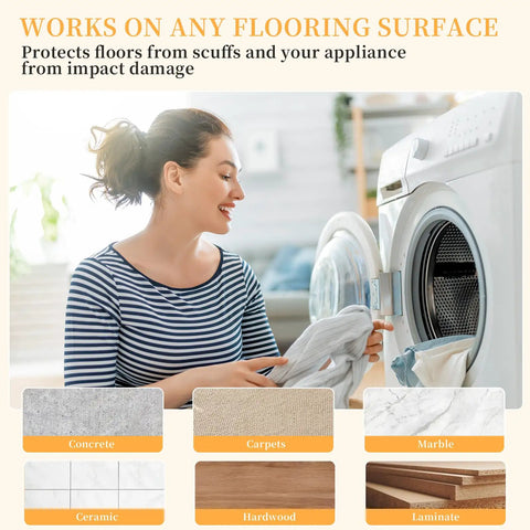 4 Pack Anti Vibration Pads For Washing Machines And Dryers, Heavy Duty Natural Rubber Floor Protectors That Cut Vibration And Noise, Grips Like Glue, Protect Floors, And Supports Up To 1000 Lbs In The Laundry Room