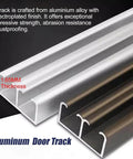 Aluminum door track showing 1.65mm thickness and finish for smooth sliding door systems.