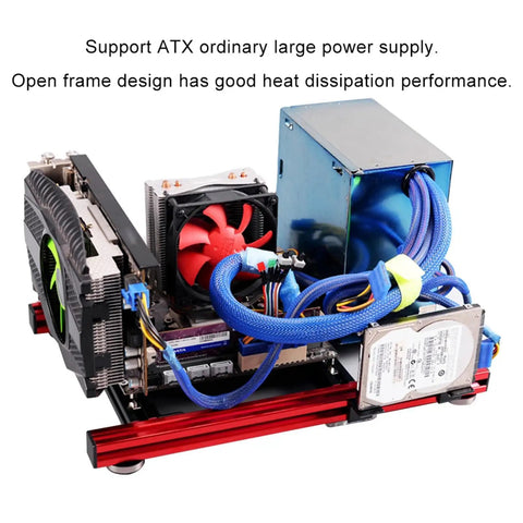 Open Frame Mini ITX Case With Aluminum Chassis For Maximum Cooling And Quick Build DIY Friendly Computer Case shown installed