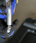 Close-up of steel hook attachment for 17 Gallon Low Profile Truck Drain With 120V Electric Pump For No Sweat Fluid Cleanup.