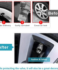 Before and after comparison of Lexus Tire Valve Stem Cap Covers Aluminum Alloy 4 Pack showing corrosion protection and improved look.
