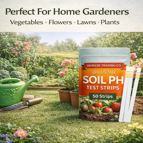 No Nonsense Soil PH Test Kit With 50 Strips 3.5 To 9 Range For Garden Lawn Veggie Beds Grass Compost Indoor And Outdoor Plants Quick And Accurate Readings For Healthier Growth packet in garden setting