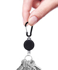 Five Pack Retractable Keychain Badge Holders With Steel Wire Reel Clip Durable ID Badge Reels for Lanyards Heavy Duty Reels Black holding keys