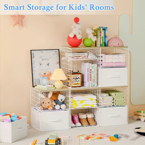 Two Pack Stackable Closet Storage Drawers With Wooden Top And Adjustable Dividers White Fabric Drawer Organizers Modular Storage Bins