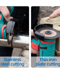 Three Inch Cutting Wheels For Metal And Stainless Steel Pro Grade Ultra Thin 0.055 Inch Flat Cut Off Discs in use on grinder