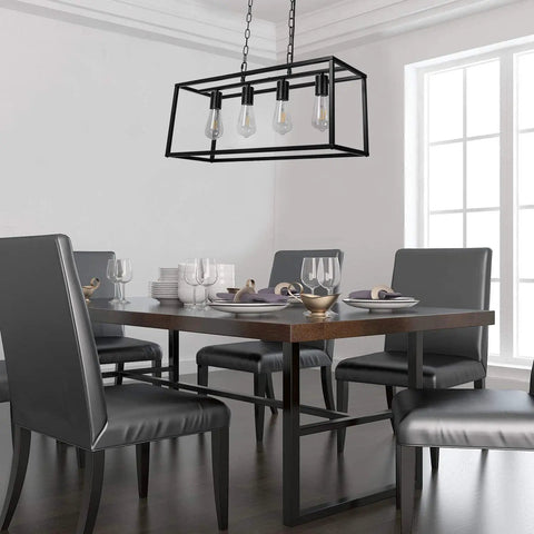 Dope 4 Light Matte Black Industrial Farmhouse Pendant Light For Dining Room