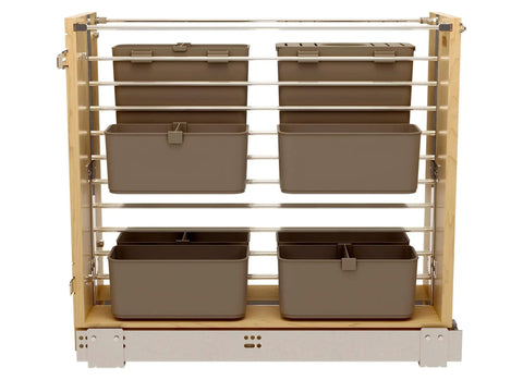 Wood Base Cabinet Pullout Organizer With Soft Close Modular Utensil Bin Knife Bin And Spice Bins Includes Wire Frame Blum Soft Close Slides And Washable Bins For A Sweet Easy Access Kitchen Setup