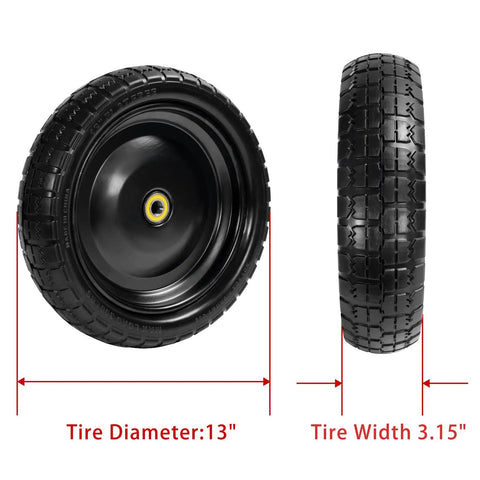 13 Inch Go-To Wheel And Tire Replacement Set For Hand Trucks Garden Carts Wheelbarrows And Dollies Solid Flat Free 4.00-6