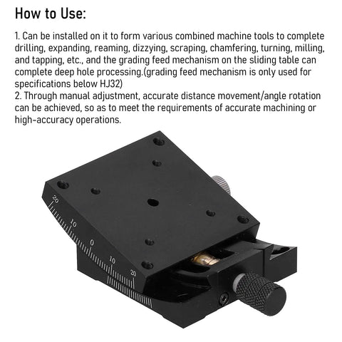 60x60mm Linear Stage Actuator With Manual Goniometer For Precision Alignment, Pro Grade Fine Tune Sliding Table Platform For Optical Equipment, Measuring Devices, Microscopes, And Photography Gear, Aluminum Alloy Black Anodized Finish, side view