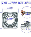 Heavy Duty Lazy Susan Hardware Set Featuring A 3 Inch Square Ball Bearing Swivel Plate With 120 Lb Capacity dimensions and details