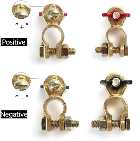 Solid Brass Battery Terminals With Color Coded Wing Nuts And Quick Release Connectors For RV Motorcycle Car Truck Boat Caravan Plus Beefed Up Pro Grade Performance And Corrosion Resistant Clamps Two Pairs Included