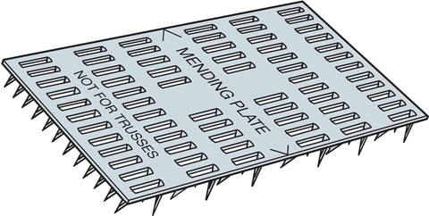 Heavy Duty 3 Inch By 6 Galvanized Steel Mending Plates Pack Of One Hundred Non Structural Wood To Wood Connectors with sharp prongs.