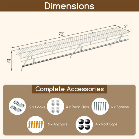 Kick Floor Clutter To The Curb With These Heavy Duty Wall Mounted Closet Shelves Featuring A Ventilated Metal Wire Rack And Sturdy Hanging Rod For Seamless Vertical Organization Setup