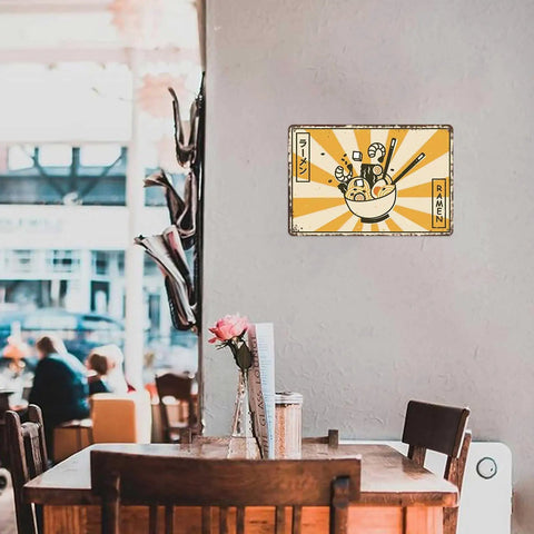 Vintage Japanese Ramen Tin Sign Metal Wall Art 8x12 Inches For Home Office Garage Decor Funny Retro Kitchen Poster Rustic Metal Sign