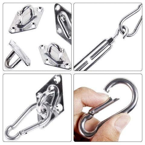 6 Inch Triangle Sun Shade Sail Hardware Kit In 304 Stainless Steel For Outdoor Installation Built Tough Turnbuckles And Wall Mount Screws