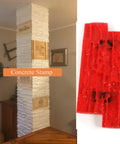 Granite Look Stamp Mat Pro Grade For Concrete Texturing Slate Pattern Stone Texture Cement Imprint Polyurethane Stamp Mat 15.7 x 7.8 x 0.6 inches next to applied texture on a column wall.