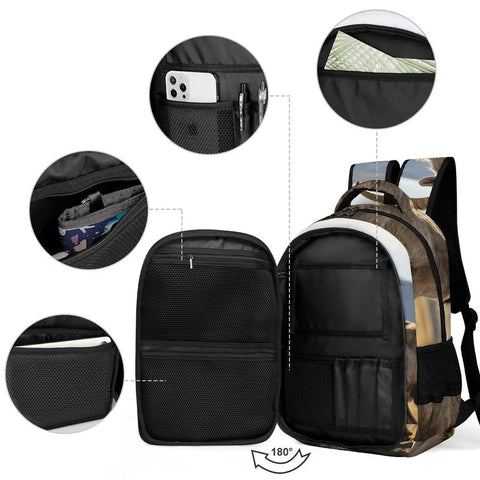 Interior pockets of Alpine Wild Horned Goat Print Backpack For Unisex Large Capacity Daypack Made Of Durable Polyester
