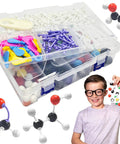 Ultimate 297 Piece Chemistry Molecule Model Kit For Inorganic And Organic Structures with storage box and student holding model