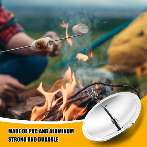 Two Pack Solar Fire Starter Lighters For Camping And Survival Gear That Fire Up Quick With Windproof Waterproof Solar Spark Igniters And Parabolic Mirror For Easy Fire Starting Emergency Travel Kit Outdoor Hiking Home Yard Use next to a campfire and marshmallow roasting.