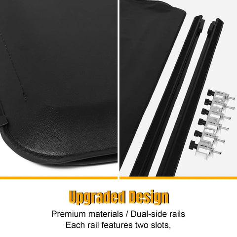 Premium Pull-Lock-Go Tonneau Cover For Ford Ranger 5ft Bed showing dual-side rails and premium material close-up.