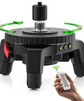 Electric Rotating Base For Laser Level With 50 Meter Wireless Remote Pro Grade Dual Speed Rotation depicted with remote control