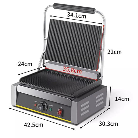 Heavy Duty 2200W Commercial Sandwich Maker And Electric Grilled Toaster with adjustable thermostats and nonstick grill plates.