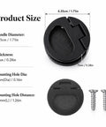 Black Round Recessed Ring Pull Handles 43.5mm Flush Door Pulls for Cabinets and Drawers with screws and size details