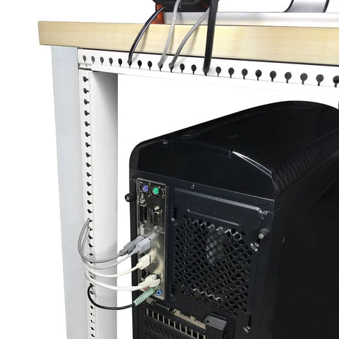 No Sweat Easy Peel And Stick Cable Management Kit Open Slot Raceway Duct on desk hiding computer wires