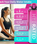 32oz Motivational Water Bottle With Time Marker And Straw, BPA Free Tritan Sports Bottle For Gym and Outdoor Adventures