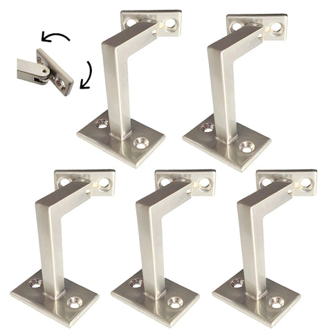 Heavy Duty Built To Last Three And Three Eighths Inch High Swivel Handrail Brackets For Staircase In Black Finish With Screws Pack Of 5