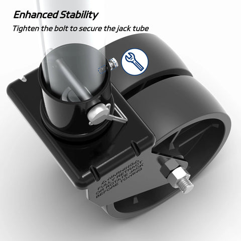 Close-up of 2000 Lb Dual 6 Inch Trailer Jack Swivel Caster With Pin For 2 Inch Tubes Wheel Replacement, showing bolt tightening mechanism.