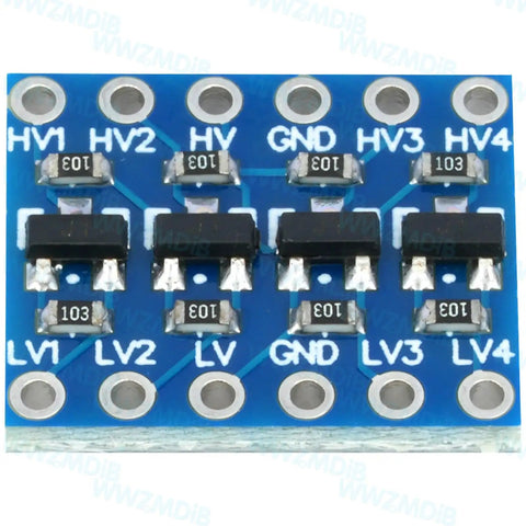 Four Channel Bidirectional Logic Level Shifter Module 3.3V To 5V And 5V To 3.3V, Supports UART I2C SPI 1-Wire visible components.