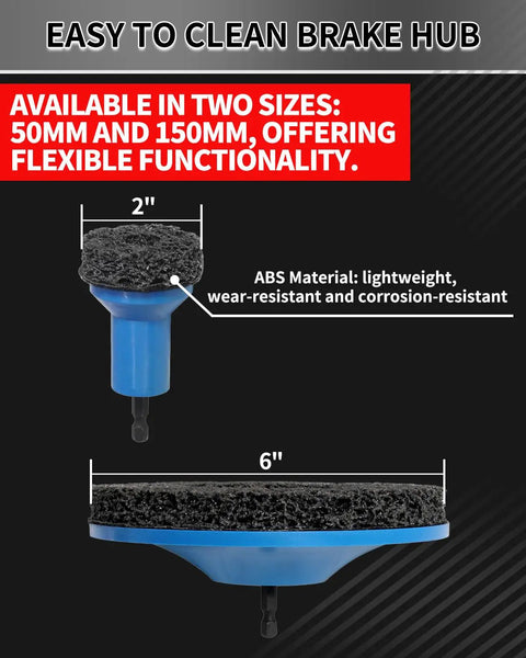 Shop Grade 9 Piece Brake Rotors Tool And Wheel Hub Cleaning Resurfacing Kit With Pneumatic Drill includes 50mm and 150mm cleaning pads.