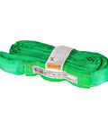 Flexi-Grip Green 6 Ft Endless Round Sling For Heavy Lifting, 5,300 Lb Vertical Capacity coiled with label visible
